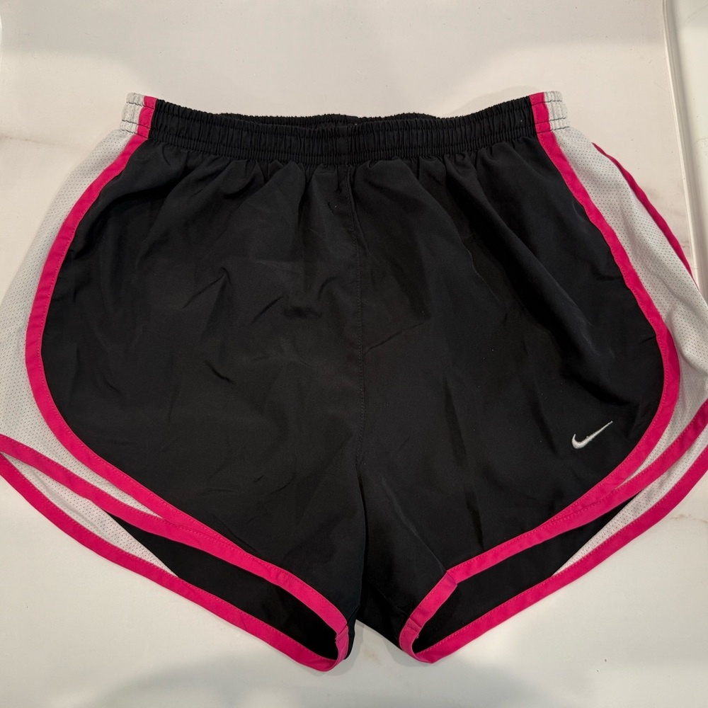 Nike Women's Black Shorts with Pink Trim